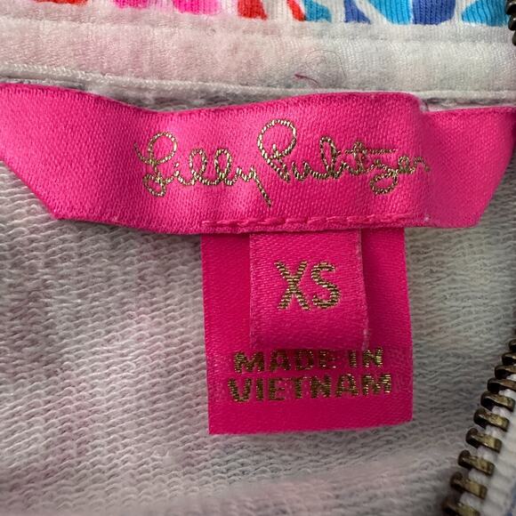 Lilly Pulitzer Skipper Popover Top Women’s XS Pink Blue Treasure Trove 1/4 Zip - Picture 6 of 10